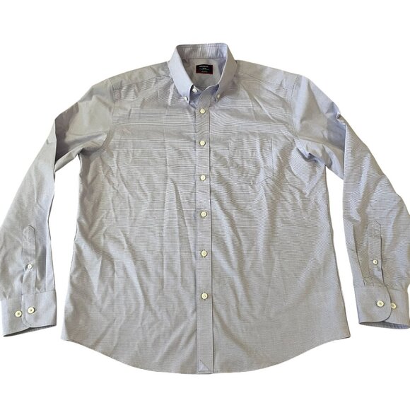 Untuckit Long Sleeve Button Down Shirt Men's Size Large Purple Micro Stripes - Picture 1 of 5